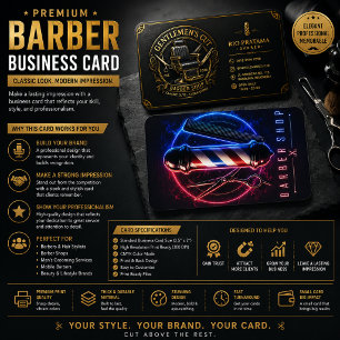 Premium Barber Shop Business Card Neon Glow