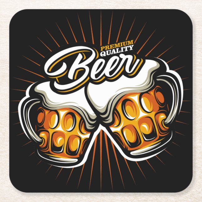 Premium Beer  Square Paper Coaster (Front)