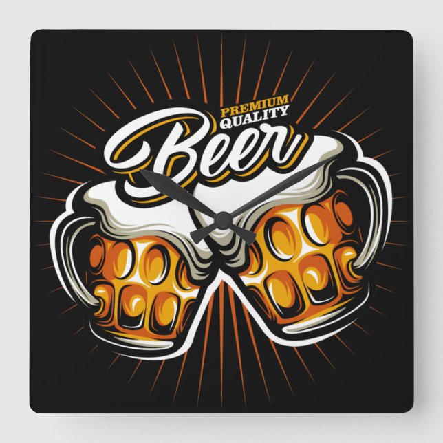 Premium Beer Square Wall Clock  (Front)