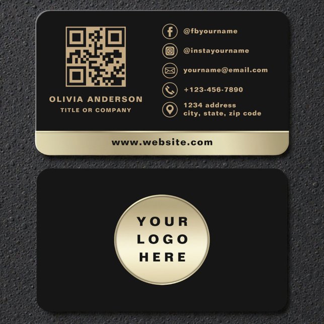 Premium Black and Gold Branding QR Code Business Card (Creator Uploaded)