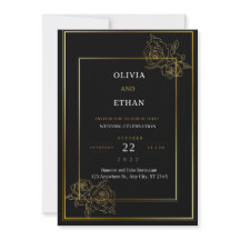 Premium Black And Gold Wedding Invitation