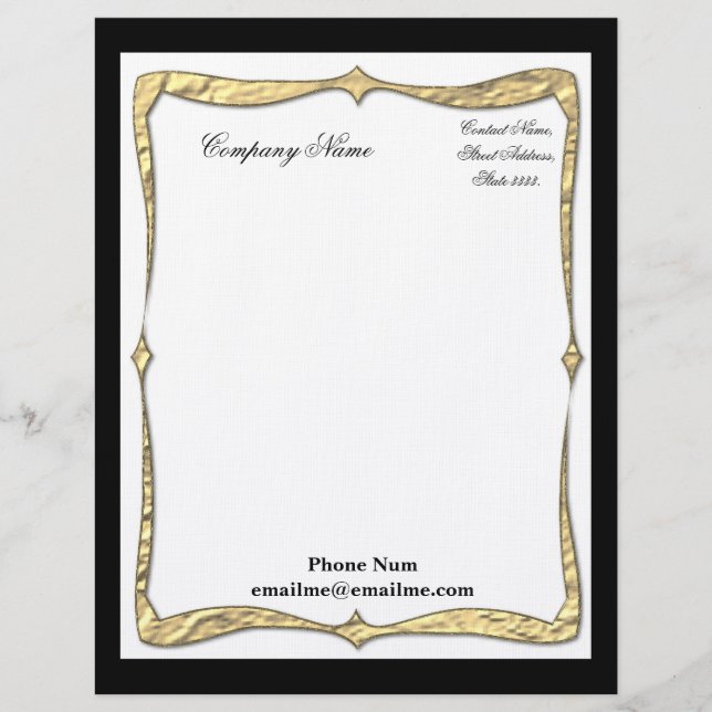 Premium Black Edged Gold Border Stationary Custom Letterhead (Front)