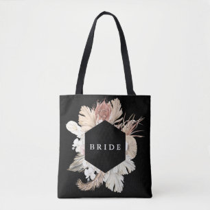 Premium Black Elegant Pampas Grass Tropical Jungle Tote Bag