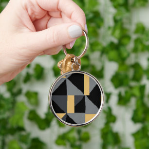 Premium Black Geometric Metal Keychain