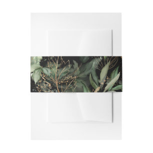 Premium Black Gold Botanical Eucalyptus Greenery Invitation Belly Band