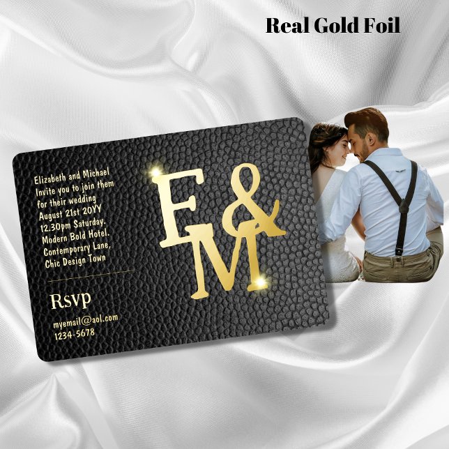 Premium Black Gold Monogram Photo Leather Look Foi (Creator Uploaded)