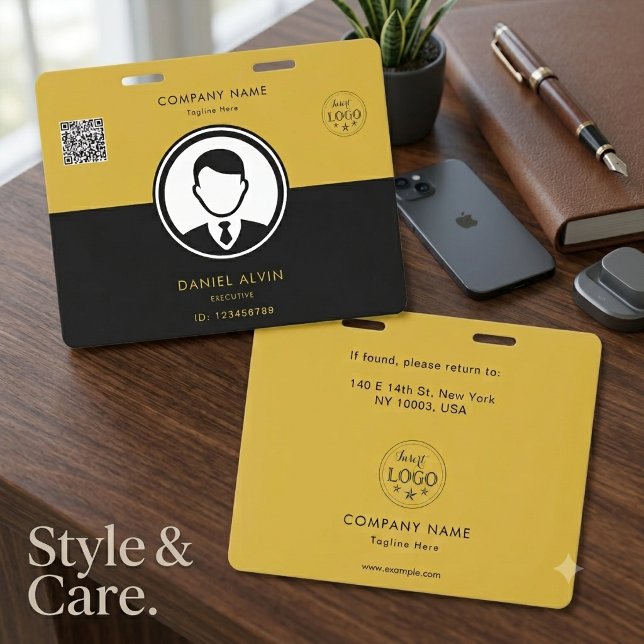 Premium Black Gold Office Staff ID Badge Design (Premium Black Gold Office Staff ID Badge Design)