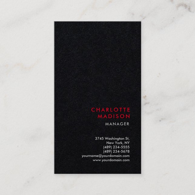 Premium Black Modern Trendy Minimalist Plain Business Card (Front)
