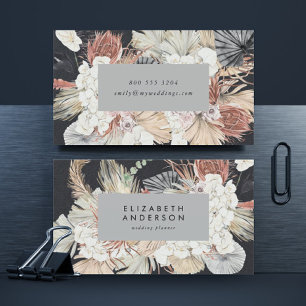 Premium Black Pampas Grass Floral Ultimate Grey Business Card