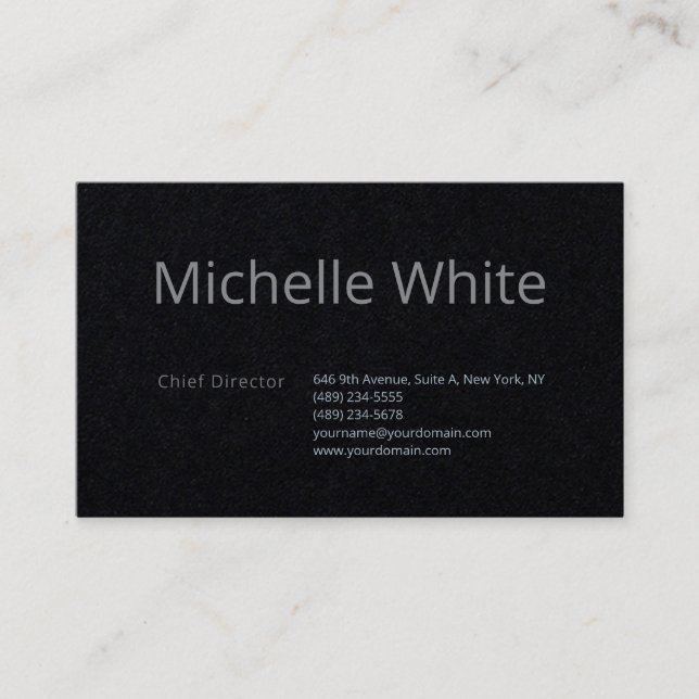 Premium Black Plain Elegant Professional Modern Business Card (Front)
