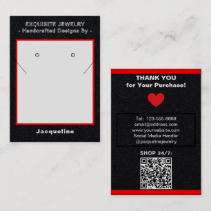 Premium Black Red Necklace Earrings QR Business Card