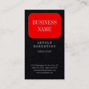 Premium Black Red Trendy Plain Business Card