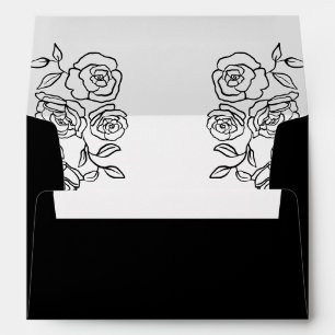 Premium Black & White French Roses Wedding Envelope