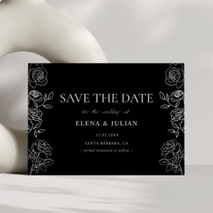 Premium Black & White French Roses Wedding Save The Date