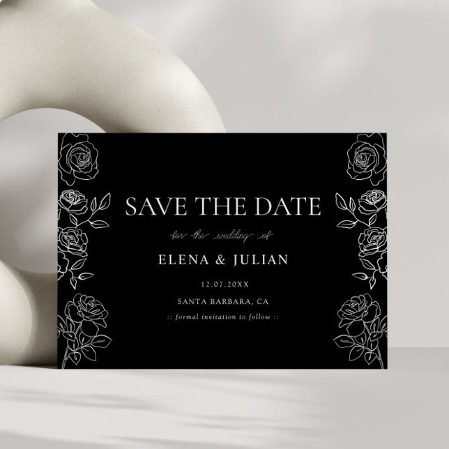Premium Black & White French Roses Wedding Save The Date (Creator Uploaded)