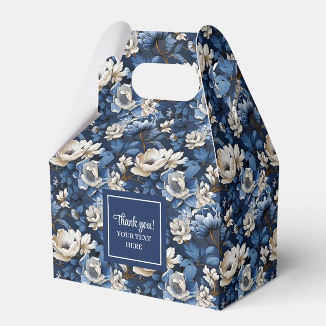 Premium Blue White Flowers Custom Name Favour Box (Premium Blue White Flowers Custom Name Favor Box)