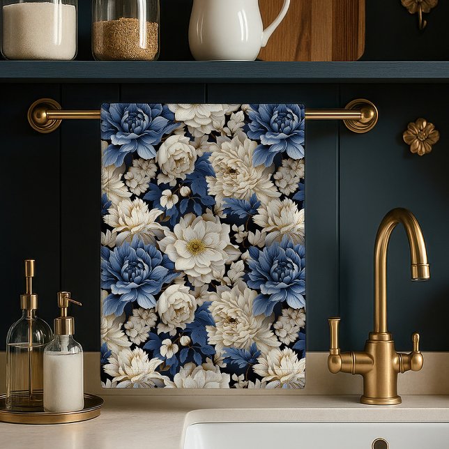 Premium Blue White Ivory Floral Kitchen Towel Deco (Premium Blue White Ivory Floral Kitchen Towel Decor)