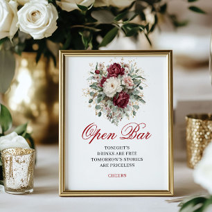 Premium Blush Burgundy Open Bar Wedding Sign