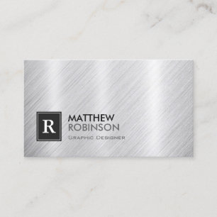 Premium Brushed Metal with Monogram Look Business Card