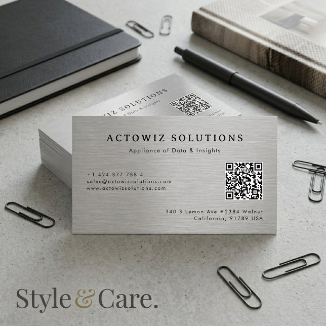Premium Brushed Silver Metal Texture Professional Business Card (Premium Brushed Silver Metal Texture Professional Business Card)