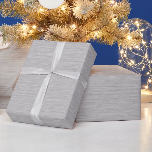 Premium Brushed Silver Metal Texture Wrapping Paper (Holidays)