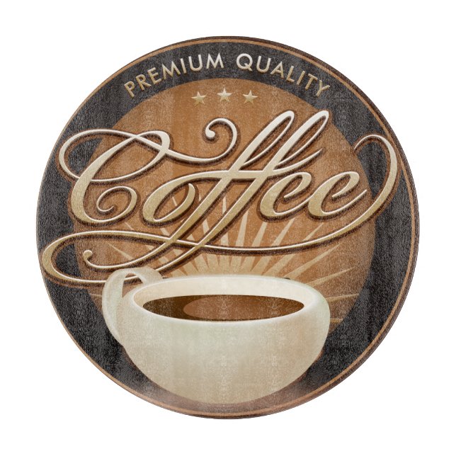 Premium Coffee and Coffee Cup Cutting Board (Front)