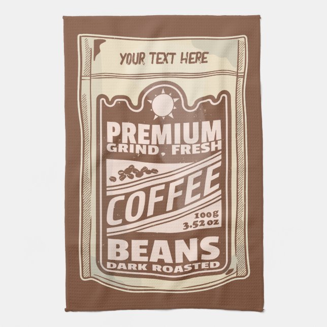 Premium coffee beans food poster cafe Barista Tea Towel (Vertical)