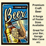 Premium Craft Beer Since 1890 Blue & Brown  Poster<br><div class="desc">A Great Poster for the Bar,  Garage or Man Cave.</div>
