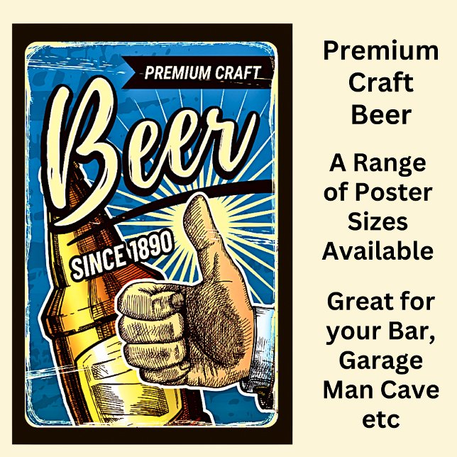 Premium Craft Beer Since 1890 Blue & Brown  Poster (Creator Uploaded)