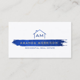 Premium Creative Realtor Home Paint Swash Blue Business Card