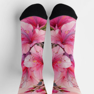 Premium Crew Socks - Pink Azaleas