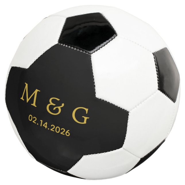 Premium Custom Soccer Ball with Monogram and Date (Three Quarter)