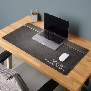 Premium Dark Desk Mat with Gold Accent