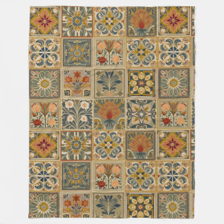 Premium Decorative Floral Mosaic Fleece Blanket