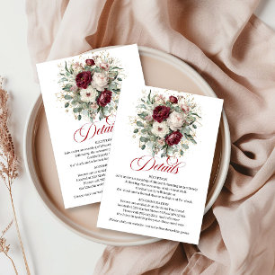 Premium Deep Red Floral Eucalyptus Gold Details  Enclosure Card