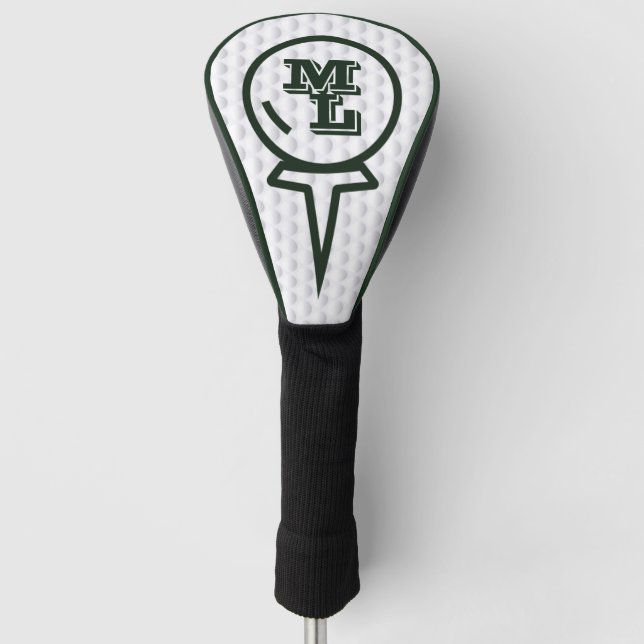 Premium Design - Personalised Monogram (Green) Golf Head Cover (Front)