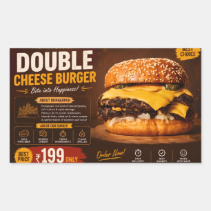 Premium Double Cheese Burger Promotional Poster – Rectangular Sticker