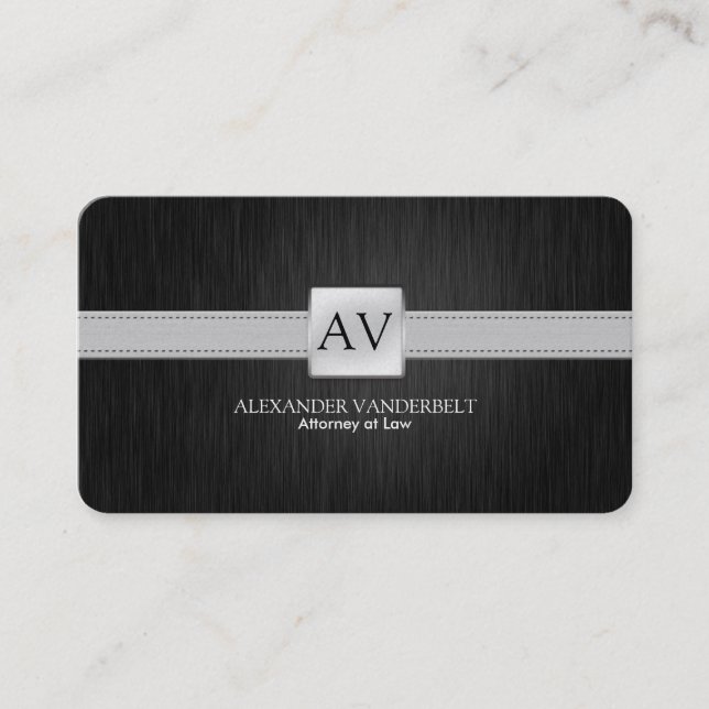 Premium Elegant Black and Silver Business Card (Front)