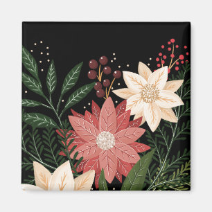 Premium Elegant Poinsettia Holiday Watercolor Magnet