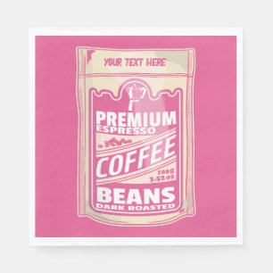 Premium espresso coffee beans pink food pop art napkin