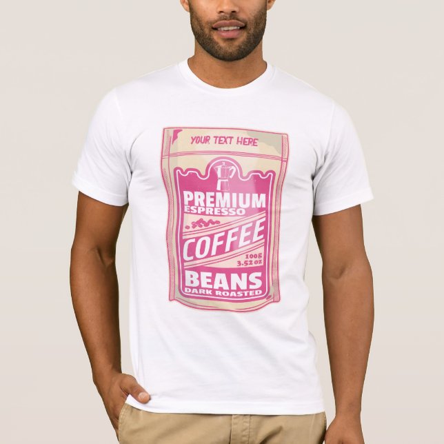 Premium espresso coffee beans pink food pop art T-Shirt (Front)