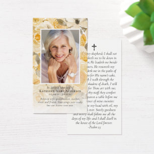 Premium Floral Photo Memorial Prayer Card