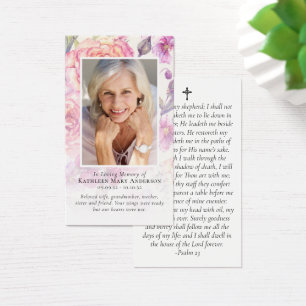 Premium Floral Photo Memorial Prayer Card