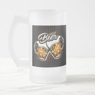 Premium frosted glass beer mug