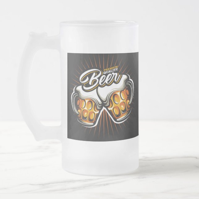 Premium   frosted glass beer mug (Left)