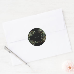 Premium Gold Botanical Eucalyptus Greenery Emerald Classic Round Sticker