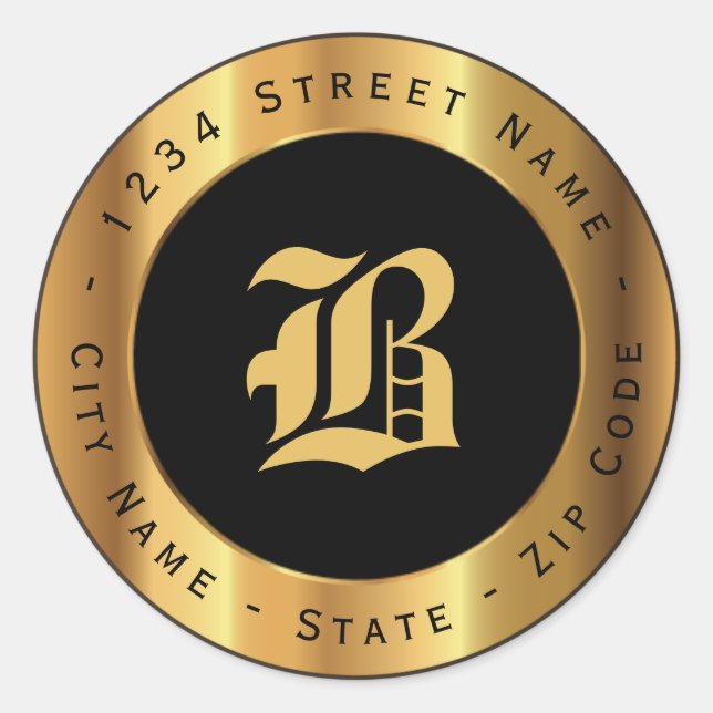 Premium Gold Monogram Return Address Label (Front)