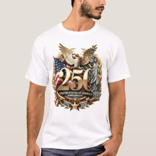 Premium Gold USA 250 Anniversary Flag & Liberty T-Shirt