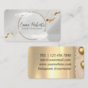 Premium Golden Balloons Gender Reveal Party Business Card