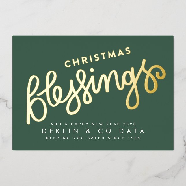 Premium Green Christmas Blessing Business Gold (Front)